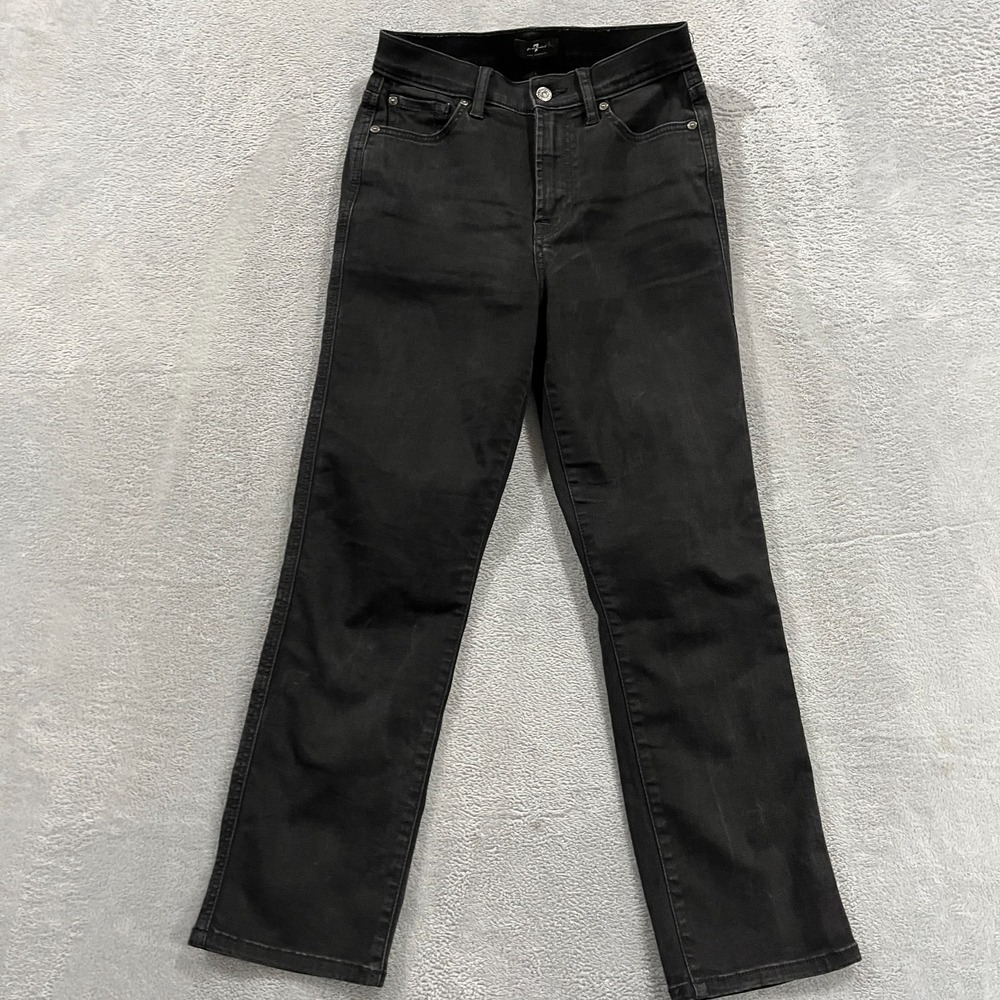 7 For all Mankind Jeans Womens 26 High Waist Crop Straight Denim Faded Grunge‎